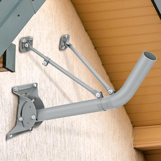Universal J Pipe Antenna Mount Kit, 2 Inch Outdoor Adjustable Monopoles for Mounting Satellite Dish HDTV Supports up to 30 Lbs Steel Bracket Roof Wall Panel Mounting