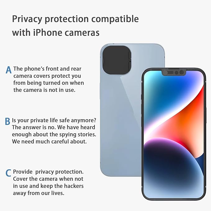 Privacy Cover Compatible for iPhone 14 /iPhone 14 Plus Front Camera Cover,Protect Privacy and Security But Not Affect Facial Recognition（2Pack）