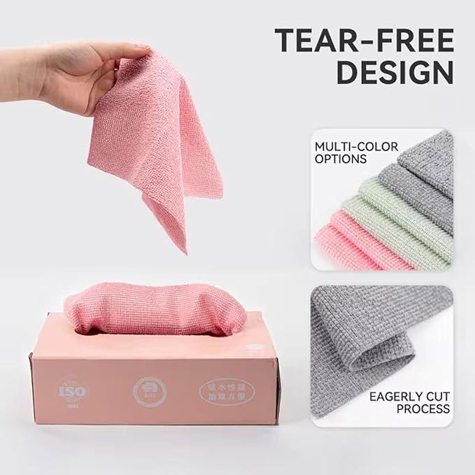 Rank Rover Microfiber Cleaning Towels | Lint-Free| Reusable Cleaning Rags for Home |Kitchen, Car | Ultra Absorbent Washable | Streak-Free Towels for Dishes, Glass, Counters (20- Pack) (Pink)