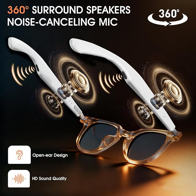AI Smart Glasses for Women & Men, 140+ Languages AI Translation Glasseswith Open-Ear Stereo Speakers, Indoor/Outdoor Auto-tinting Smart Sunglasses | UV400 Protection & Anti-Blue AI Glasses