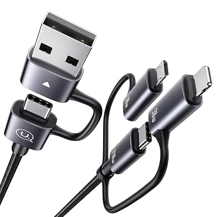 240W Multi Charging Cable, 6.6ft 6-in-1 USB C Cable Fast Charging Cords with USB-C/A Ports to IP/Type C/Micro Connectors for Pad/Cell Phones/Tablets/Laptop - Image 4
