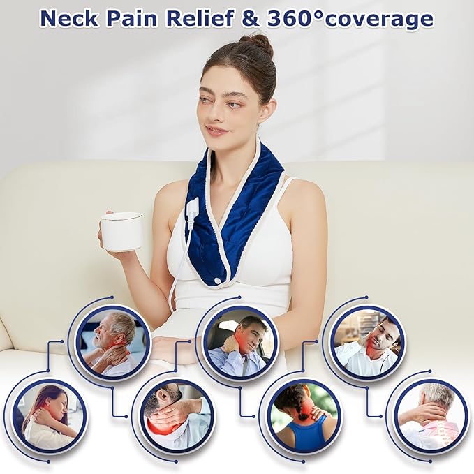 CAMECO Neck Heating Pad, 86℉ -158℉ & 30s Fast-Heating Heated Neck Shoulder Wrap for Women Men, Wearable Electric Neck Warmer, Gifts for Wife Mom,90 Minutes Auto Shut Off Timer