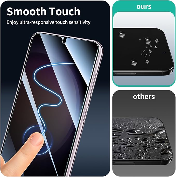 3*Privacy Screen Protector for Samsung Galaxy S22/S23 with a Installation Alignment Aid, Anti-Spy Tempered Glass Film, Dark Private Black Protection, [Shatterproof][ Shockproof]