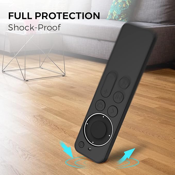 AhaStyle Protective Case for Apple TV Siri Remote 4k, Anti-Slip Silicone Cover Skin, Compatible with Apple TV 4K (2nd Generation) (Black)