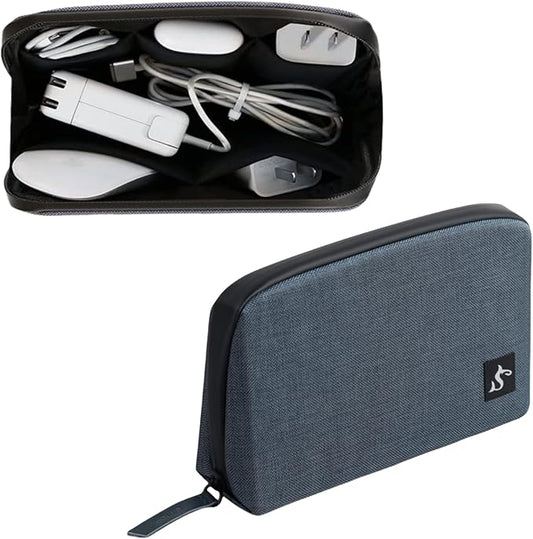 Small Electronics Organizer Travel Case ??Slim Travel Cable Pouch for Small Tech Accessories, Cords, Chargers, Earbuds ??Lightweight Mini Tech Bag for Backpack, Business, Travel (Blue)