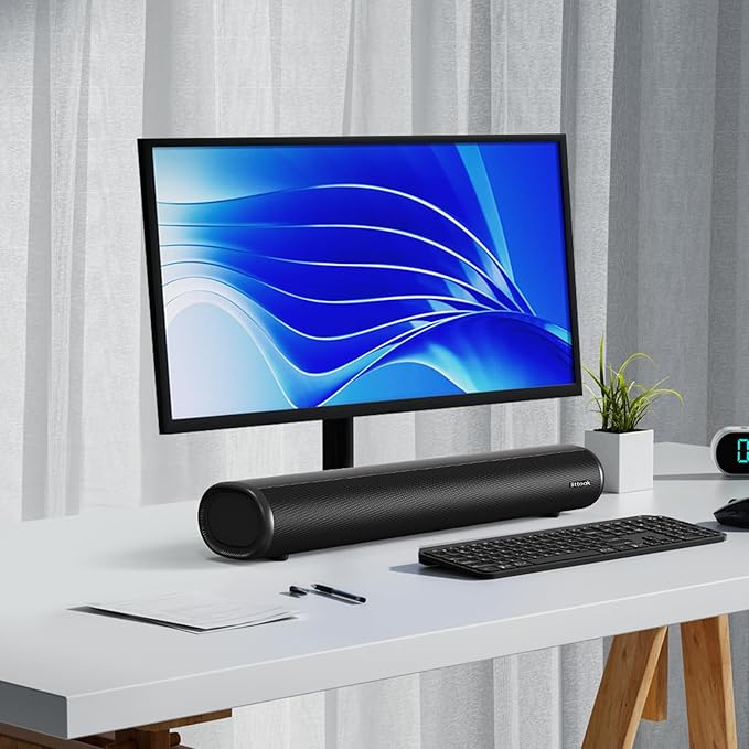 Sound Bar for TV, BT 5.0 Soundbar, 50 Watt 16 Inch Soundbars for Home Audio, Gaming, Projectors, TV Speakers Supports HDMI ARC/Optical/RCA/USB/AUX in and Sub Out Connection, Wall Mountable
