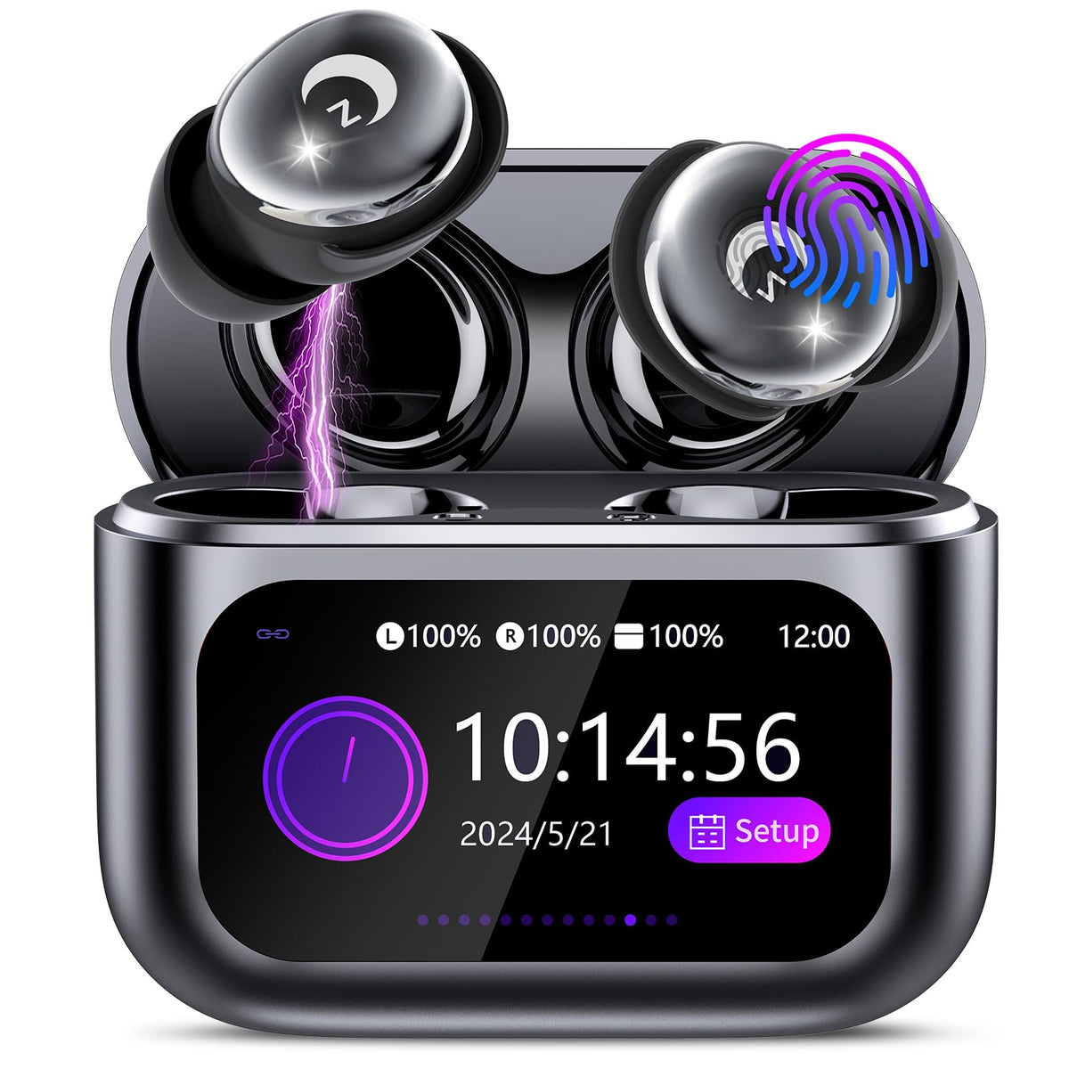 2026 Sleep Earbuds Bluetooth 5.4 in Ear Smart Touch Screen Ear Buds, 48H Playtime Mini Sleep Headphones Small Design for Side Sleepers, 5 EQ Modes, Crystal-Clear Calls, IPX7 Waterproof Earphones Black