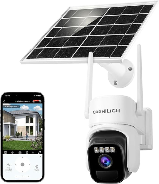 4G LTE Cellular Solar Powered 3MP 2K No WiFi Security Camera,PTZ Wireless Outdoor 360° View, PIR Motion Detection, Color Night Vision, 2 Way Talk, Built in SIM Card