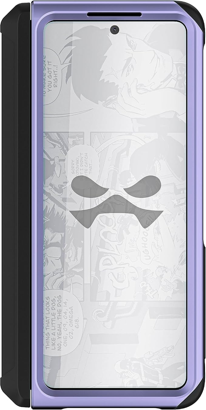 Ghostek ATOMIC slim Samsung Galaxy Fold 5 Case Crystal Clear Back with Aluminum Metal Bumper Premium Rugged Tough Heavy Duty Shockproof Protection Phone Cover Designed for 2023 Z Fold5 (7.6") (Purple)
