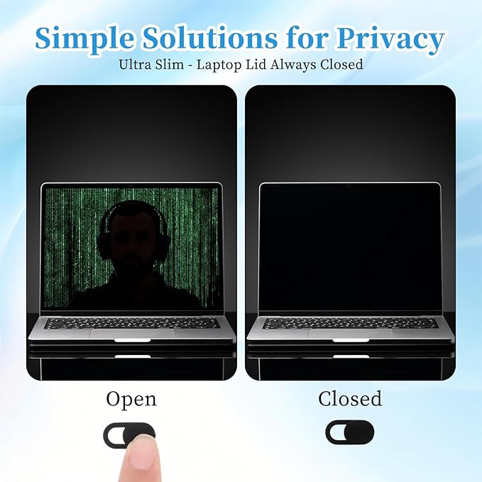 50 Pcs Webcam Cover Slide, Black and White 0.023 Inch Ultra-Thin Universal Laptop Camera Cover Slide for Laptop, Computer, Phone Protect Your Privacy and Security