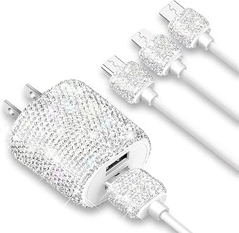 Bling Phone Charger,USB Charger Block,2-Port Plug Adapter,USB Wall Charger - Image 2