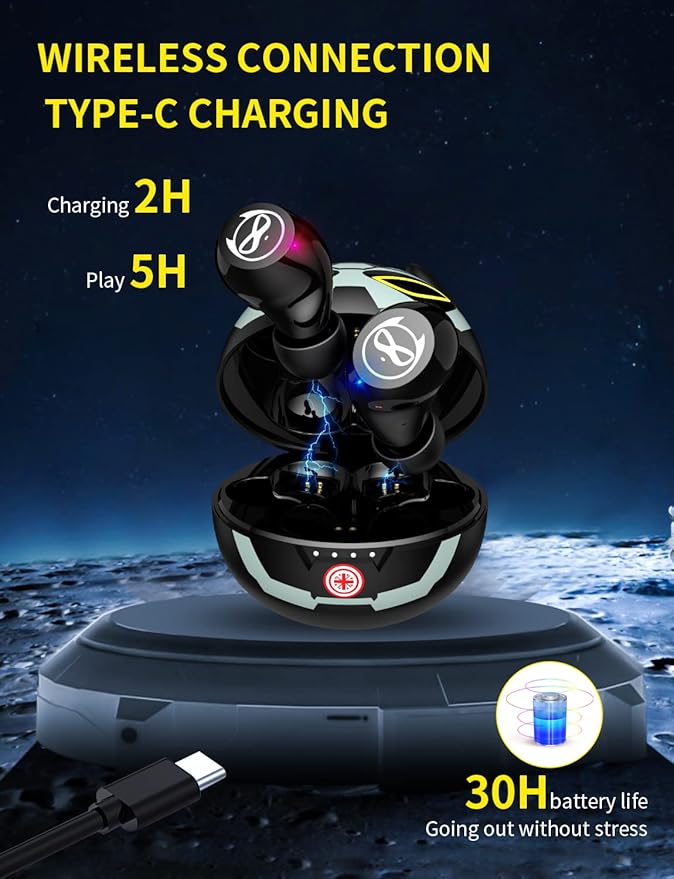 Wireless Earbuds Bluetooth, Wireless Earbuds for Kids Bluetooth 5.1 Waterproof in-Ear Headphones with Mic and Charging Case, Deep Bass Touch Control 36H Playtime Headset for School.