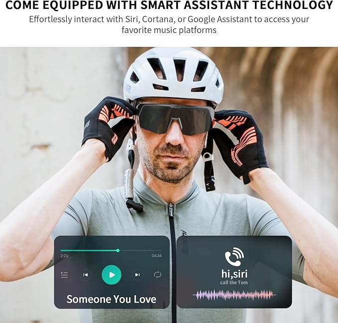 Cycling Smart Glasses for Men Women, Polarized UV Protection Smart Sunglasses, Built-in Mic & HD Open Ear Speakers, Voice Assistant, Wireless Sport Bluetooth Glasses for Running Driving Hiking