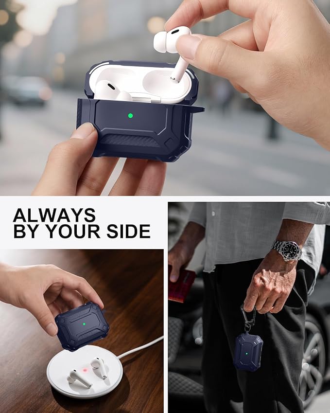 Lerobo for AirPods Pro 2 Case with Cleaner Kit,Compatible with Apple AirPods Pro 2nd/1st Generation Case, Hard Protective Cover with Powerful Drop Protection, Magnetic Lid,Navy Blue