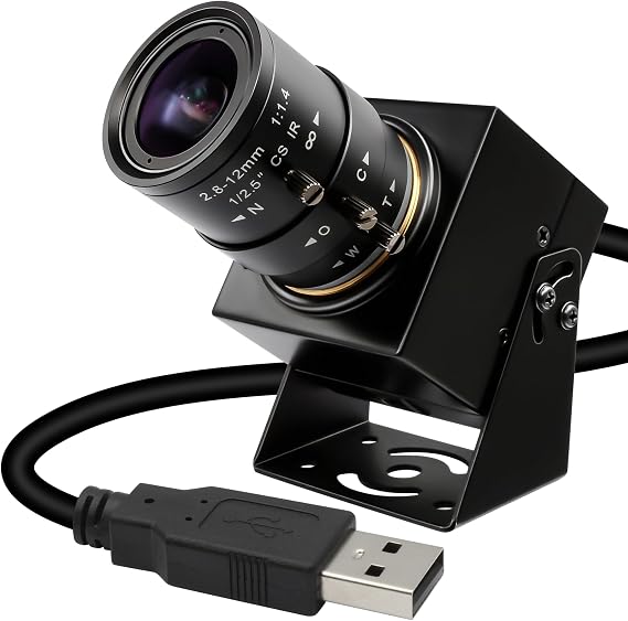 640fps USB Camera Ultra High Speed Monochrome Global Shutter, 120fps/210fps/420fps Webcam,2.8-12mm 4X Manual Zoom Lens, Plug&Play for Raspberry Pi Laptop Industrial Motion Capture Golf Swing