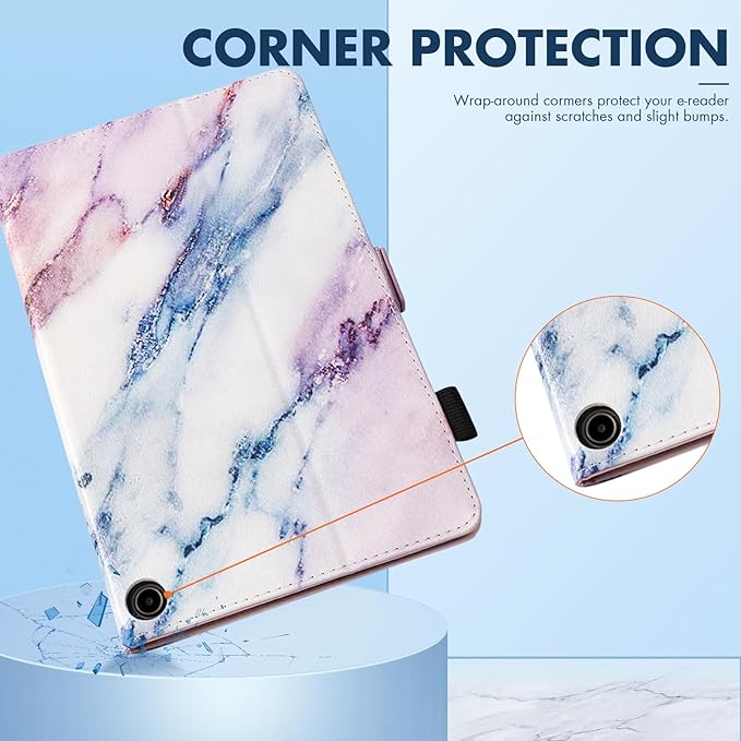 Dteck for Amazon Fire Max 11 Tablet Case 11" (13th Generation) 2023, PU Leather Shell TPU Back Cover Fold Stand Case with Auto Sleep Wake, Adjustable Viewing Angles, Cute Folio Slim Case, White Marble