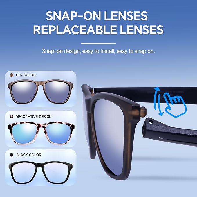 Smart Glasses,Bluetooth Glasses with 2pcs Replacement Lenses 160 Language 5.4 Translation Glasses UV Protection Bluetooth Sunglasses for Men Lightweight Design for Travel,Work,Business,Fishing,Driving