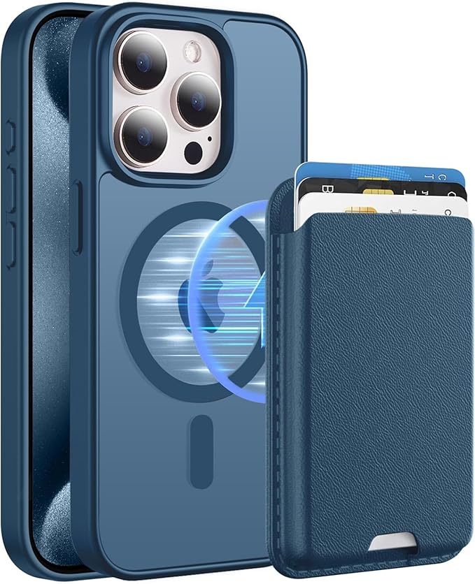 Magnetic for iPhone 12 Case & iPhone 12 Pro Case with Detachable Wallet, Compatible with MagSafe, Military Protective Slim Phone Cover with Card Holder, Deep Blue