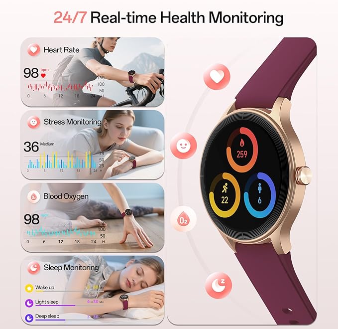 Smart Watches for Women,1.57" HD Touchscreen SmartWatch(2 Bands) with Bluetooth Calls (Make/Answer),Fitness Tracker with Heart Rate/Sp02/Sleep Monitor,110+ Sport Modes (Purple, 1.57)