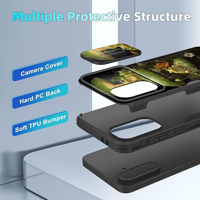 for Galaxy A36 5G/A56 5G Case Built in Slide Camera Lens Cover,Heavy Duty Shockproof Protection Dual Layer Case for Samsung Galaxy A36 5G/A56 5G 6.7" 2025,Cute Frog Mushroom