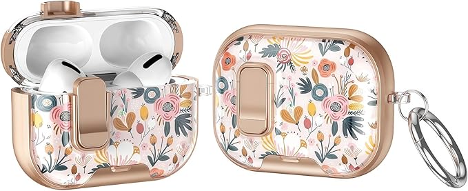 Case Compatible with AirPods Pro 3 2025,Elegant Camellia Pattern Cover for AirPods Pro 3rd Gen with Built-in Phone Stand,One-Click Secure Lock & Metal Hook,Wireless Charging, Gift for Women
