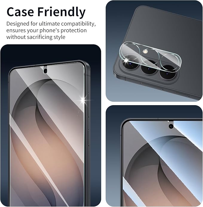 3+3+1-Pack, Screen Protector and Camera Lens Protector for Samsung Galaxy S26+/S26 Plus with Installation Alignment Aid, Tempered Glass Film, Impact-Protection, HD, Anti-Scratch, 9H Hardness