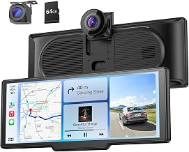 9.26" Wireless Carplay Screen for Car with 4K Dash Cam & HD Backup Camera