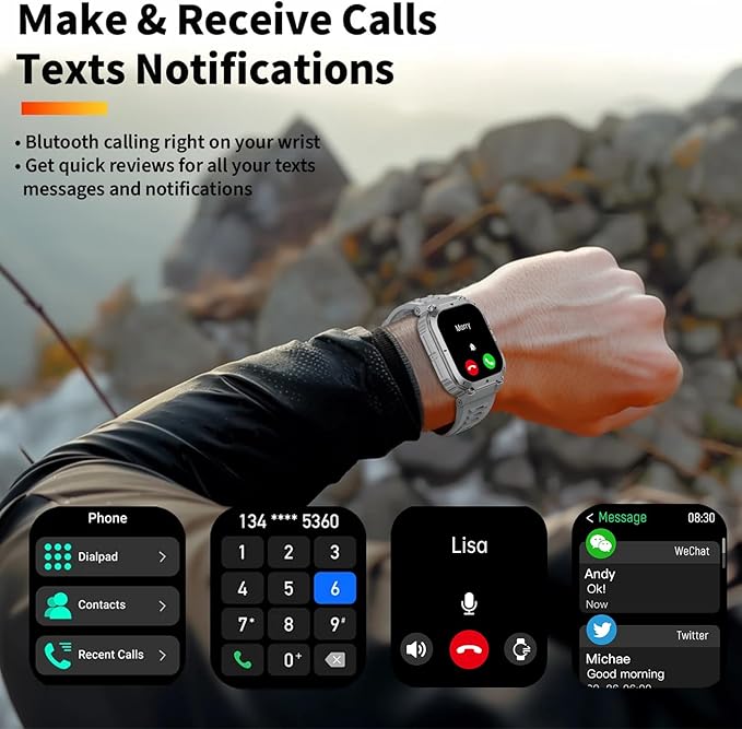 Military GPS Smart Watch for Men Pressure/Altitude/Compass,Fitness Smart Watch for Android Phones and iPhone,Outdoor Waterproof Fitness Tracker with Blood Oxygen/Heart Rate/Sleep/100+ Sport Modes