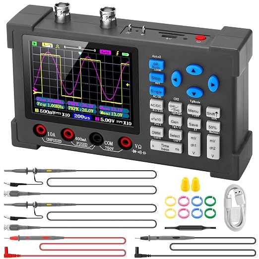 LCD Handheld Digital Oscilloscope Kit - 2 Channel 3.2" TFT Multimeter Oscilloscope Signal Generator Mini Automotive Oscilloscope Bandwidth 120Mhz Digital Oscilloscopes Portable 250MSa/s Sampling Rate