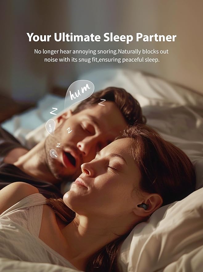 Sleep Headphones, Invisible Sleep Earbuds for Side Sleepers, Mini Noise Blocking Sleep Earphones, Bluetooth 5.3 Tiny Hidden Earbuds for Work,Sleeping, Black