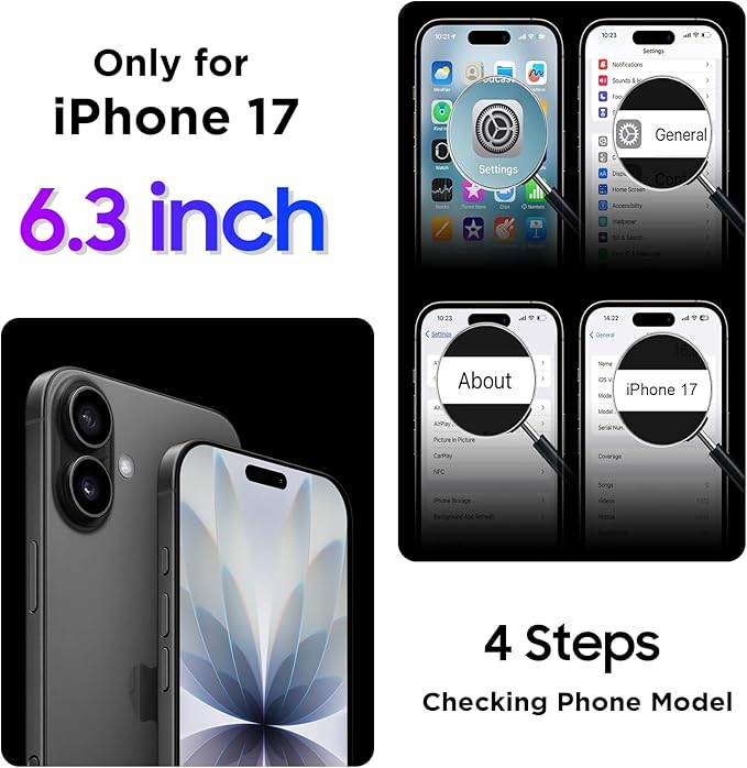 Temdan Compatible with iPhone 17 Case,Waterproof Built-in Screen & Camera Protector IP68 Underwater Full Body 17FT Military Dropproof Shockproof Phone Case 6.3"-Purple/Clear