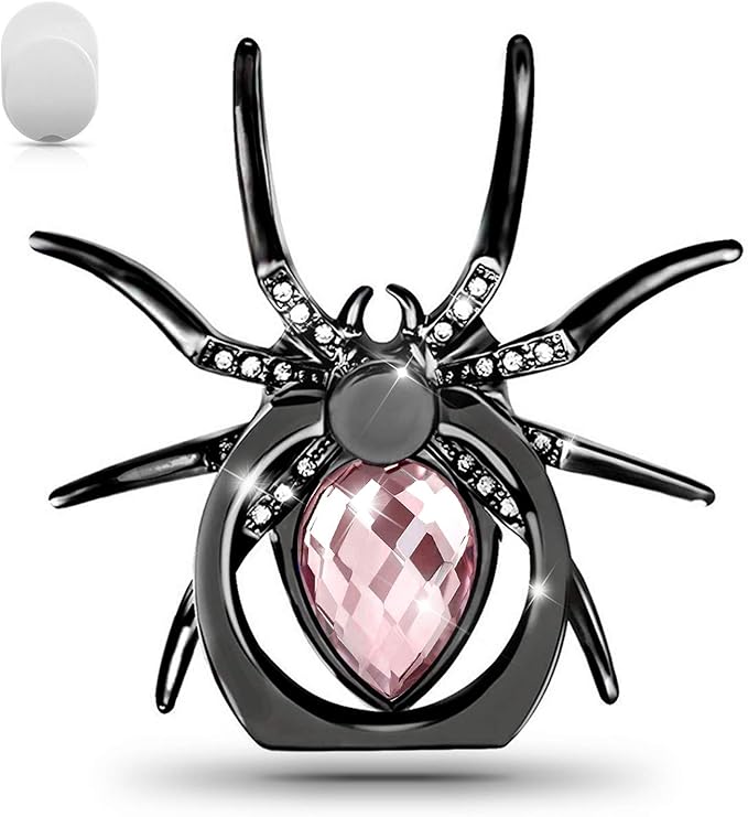 Allengel Spider Phone Ring Holder Stand, Animal Bling Finger Ring Grip, Diamond Phone Ring Kickstand for Smartphone - Pink