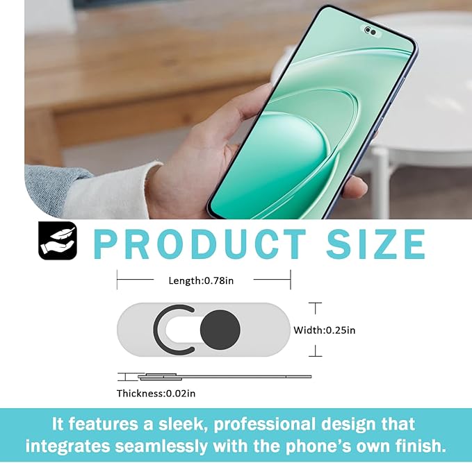 Front Camera Cover Compatible for Android Phones/Pixel/Galaxy/iPad - Webcam Blocker for Single Front Camera, Privacy Slider Protects Your Phone Security-Black