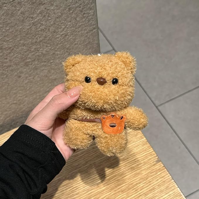 YOKVOOK Furry Case for AirPods 3,Funny Cute 3D Cartoon Plush Kawaii Backpack Teddy Bear Design Fluffy Soft Warm Cover for AirPods 3rd Generation Carrying Charging Box with Keychain Protector
