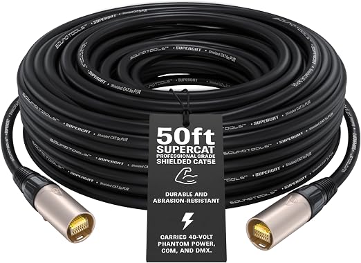 SuperCAT Professional Grade Shielded CAT5e etherCON Cable (50 ft, Black)