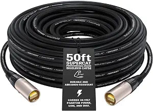 SuperCAT Professional Grade Shielded CAT5e etherCON Cable (50 ft, Black)