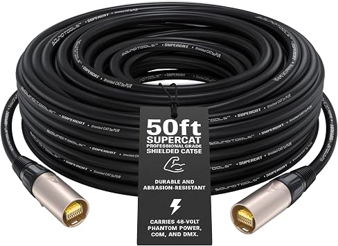 SuperCAT Professional Grade Shielded CAT5e etherCON Cable (50 ft, Black)