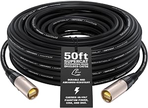 SuperCAT Professional Grade Shielded CAT5e etherCON Cable (50 ft, Black) - Image 1