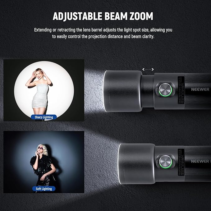 NEEWER Basics RGB Photography Flashlight, 4 Colors/20 GOBO Filters/CRI95+/7500mAh, 10W 6300K Portable LED Video Spotlight Patterned Ambient Aluminum Sunset Light for Recording Studio Lighting, FL10