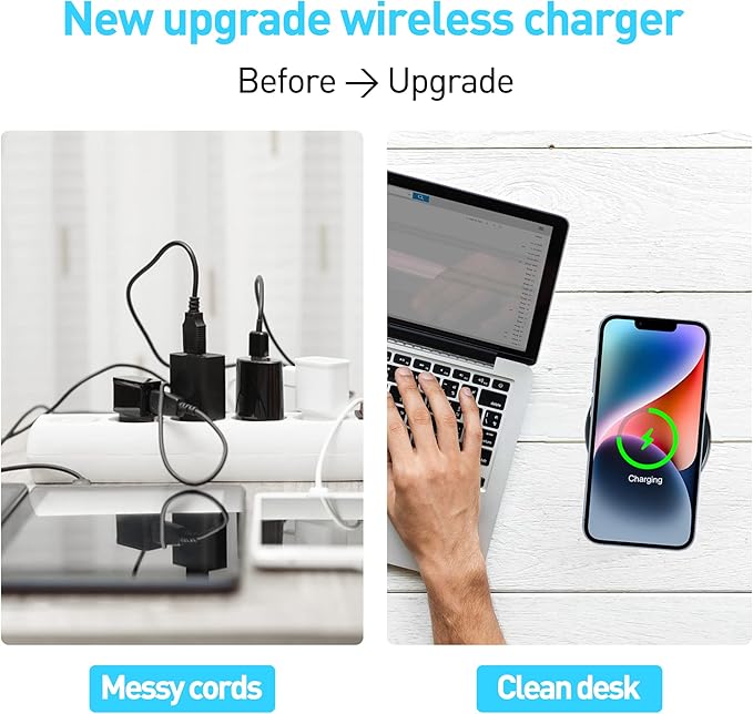 Desk Wireless Charger - JE Make IT Simple 15W Max Invisible Desktop Grommet Power Fast Wireless Charging Pad Furniture Desk Nightstand Station for iPhone 16/15/14/13/12, Samsung and Qi-enabled Devices