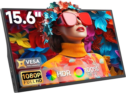 15.6inch Portable Monitor 1080P FHD, 250 Nits Bright Screen USB-C HDMI with Kickstand & Dual Speakers, Travel Laptop Second Screen Extender for PC Phone PS5 Xbox Switch,Ultra Slim External Display - Image 6