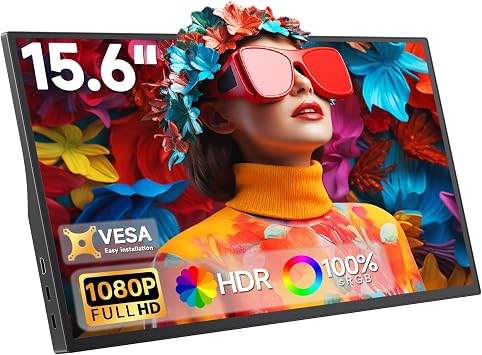 15.6inch Portable Monitor 1080P FHD, 250 Nits Bright Screen USB-C HDMI with Kickstand & Dual Speakers, Travel Laptop Second Screen Extender for PC Phone PS5 Xbox Switch,Ultra Slim External Display - Image 2
