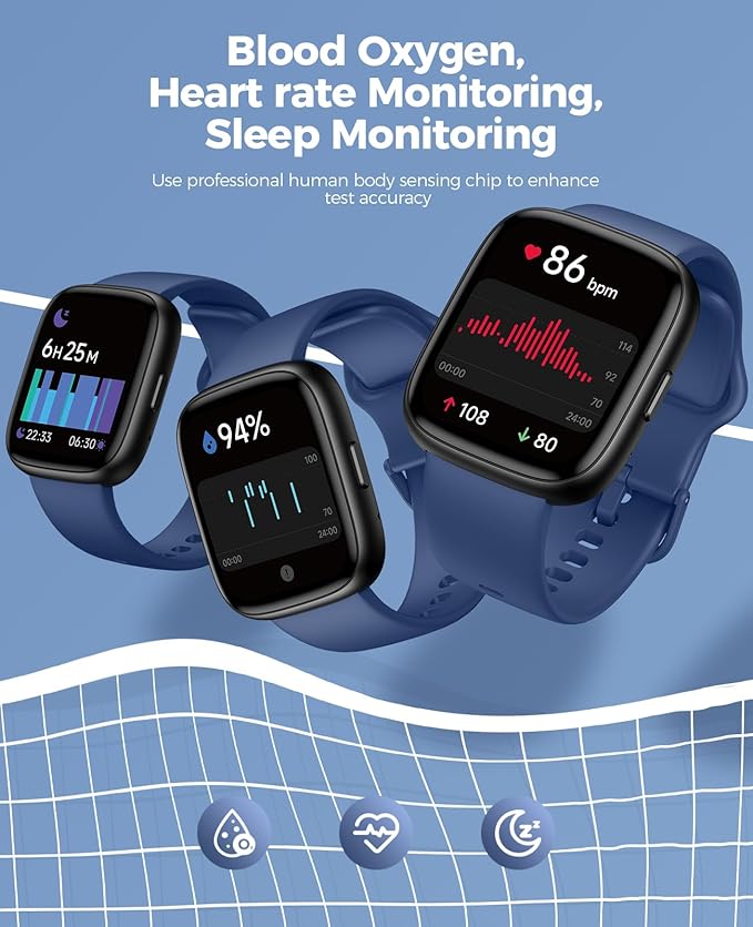 SOUYIE Smart Watch with 100+ Sport Modes, Alexa Built-in, 1.83" HD Customizable Touch Screen, IP68 Waterproof, Heart Rate, SpO2 & Stress Monitor, Fitness Tracker for Android & iPhone