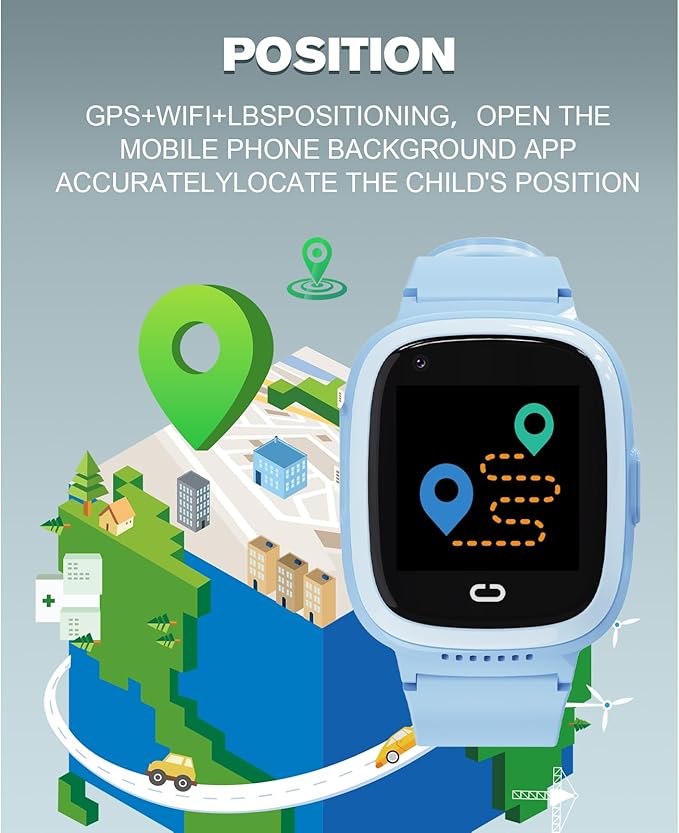 PTHTECHUS 4G Kids Smart Watch with SIM Card, Kids GPS Watch with Video Call Voice Chat WiFi/GPS/Call SOS Chat Bluetooth Camera Music Alarm Clock, Wrist Watch for 5-12 Girls Boys
