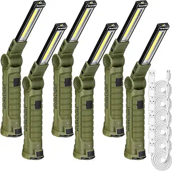 Rossesay 6 Pack Rechargeable LED Work Light 5 Modes Magnetic Flashlight