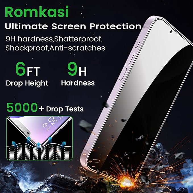 3 Pack Privacy Screen Protector for iPhone 14 Plus 6.7 Inch with 3 Pack Camera Lens Protector, Anti Spy Tempered Glass Film, Anti-Scratch, Touch Sensitive, Case Friendly