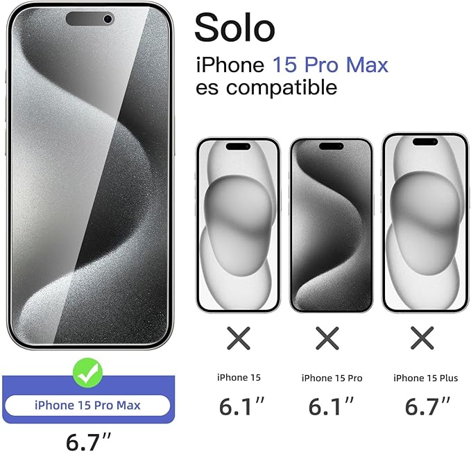 NEW'C 3x Privacy Screen Protector for iPhone 15 Pro Max (6.7 inches)+ 3x Camera Lens Protector, Sensor Protection, Case Friendly Tempered Glass Film, Ultra Resistant, Easy installation tool included