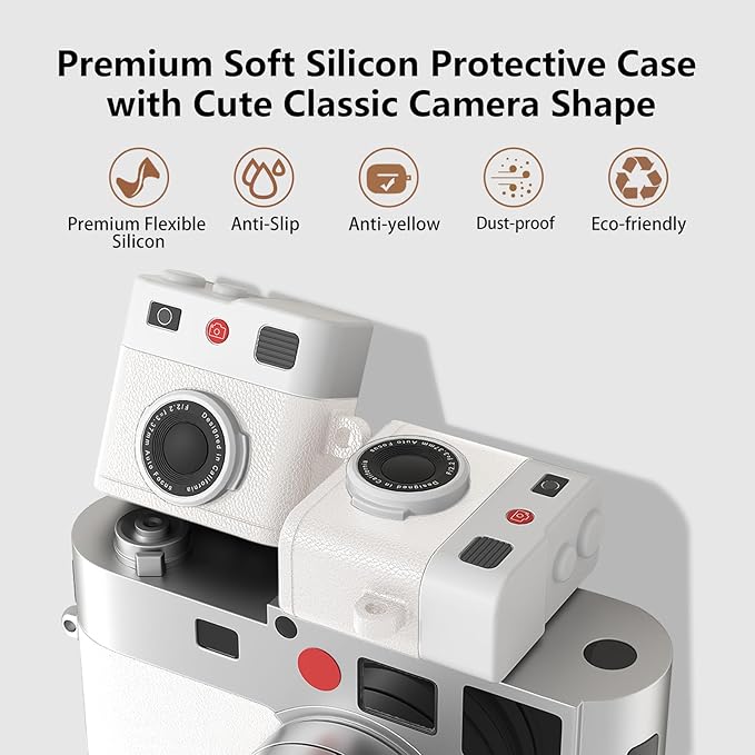 for Airpods 4 Case Cover,Cute Camera Cartoon Case for Airpods 4th Generation Case Cover,Premium Silicon Case with Keychain and Cleaing Pen for Wireless Earphones,Headphone Accessories-Creamy