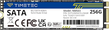 Timetec 256GB SSD 3D NAND SATA III 6Gb/s M.2 2280 NGFF 128TBW Read Speed Up to 550MB/s SLC Cache Performance Boost Internal Solid State Drive for PC Computer Laptop and Desktop (256GB)