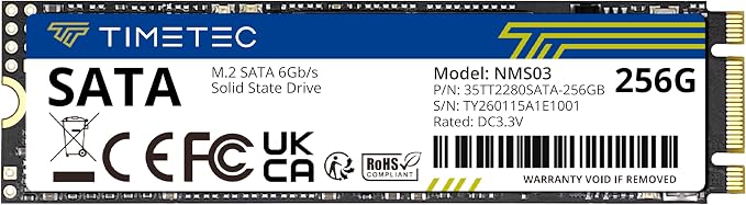 Timetec 256GB SSD 3D NAND SATA III 6Gb/s M.2 2280 NGFF 128TBW Read Speed Up to 550MB/s SLC Cache Performance Boost Internal Solid State Drive for PC Computer Laptop and Desktop (256GB)